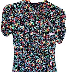 Ralph Lauren Floral-Print Crepe Peplum Blouse Sz 0